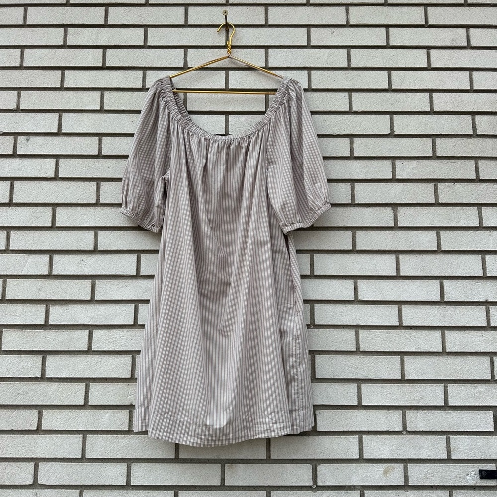 Old Navy Striped Off Shoulder Mini Swing Dress Cotton Pockets Boho XXL Tall - Picture 3 of 13